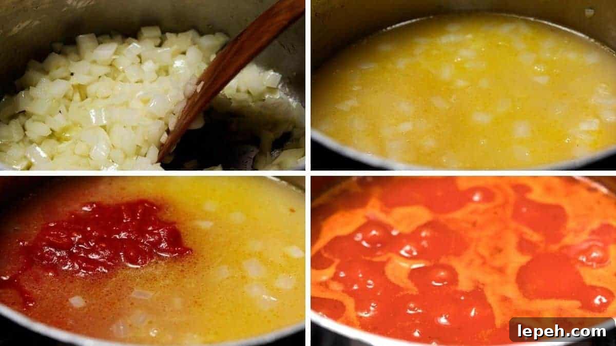 steps to make the soup base for pappa al pomodoro