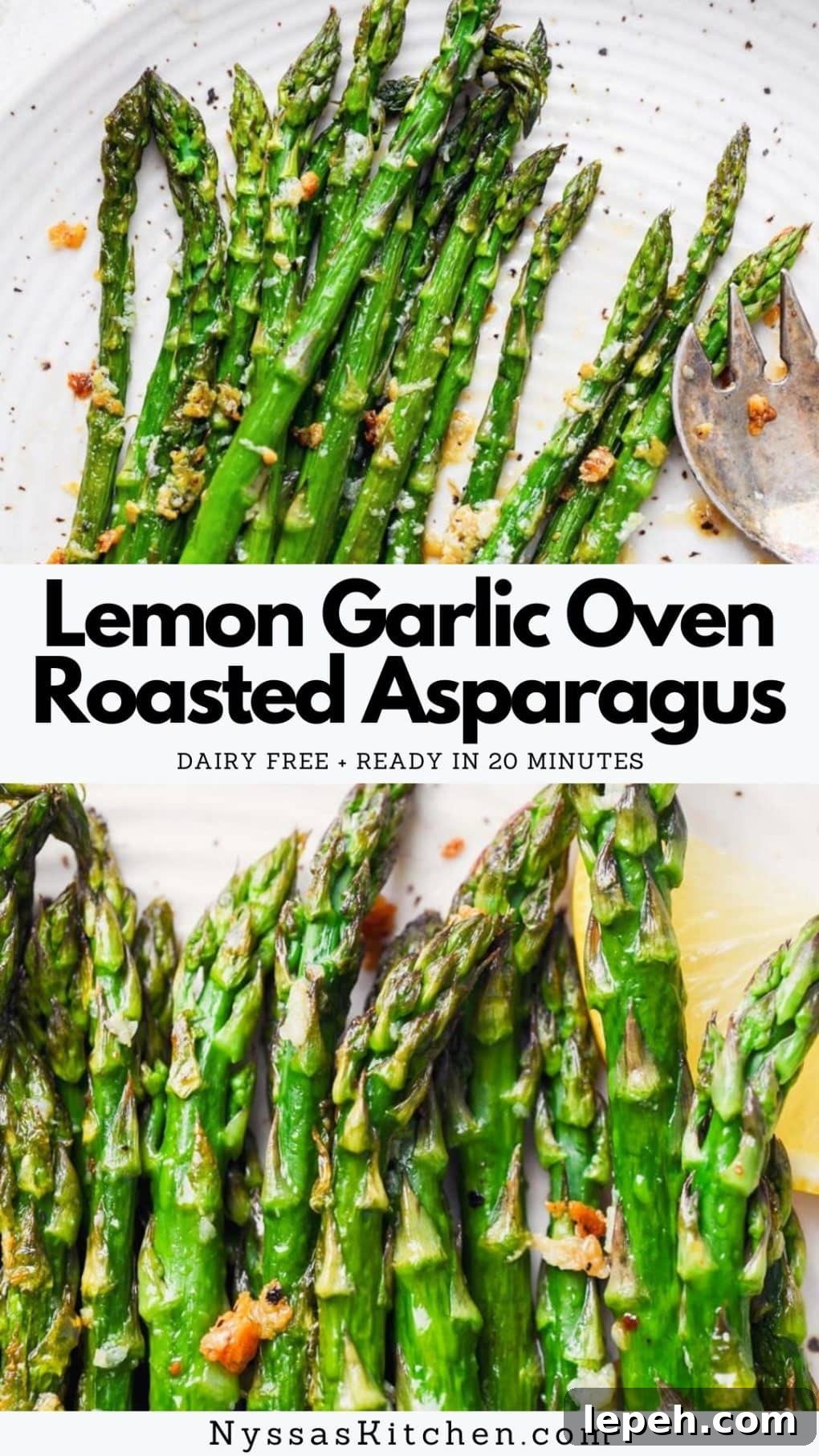 Pinterest pin for lemon garlic asparagus