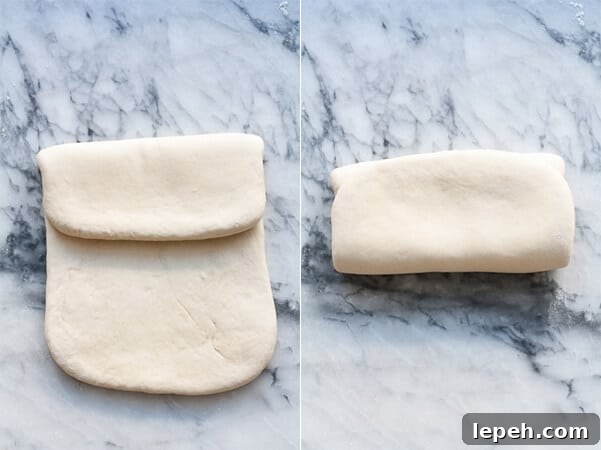 croissant dough fold just like folding a letter