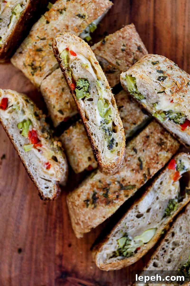 Veggie Stromboli Recipe with roasted broccoli and cheese