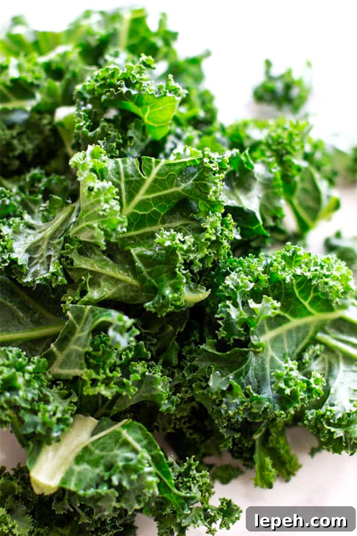 Chopped kale on a counter.