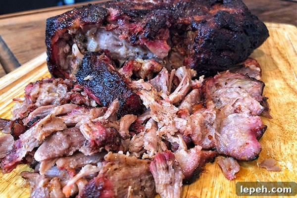 Cinnamon Whisky Pork Shoulder completed and pulled
