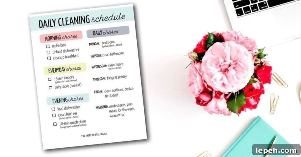 realistic cleaning schedule printable