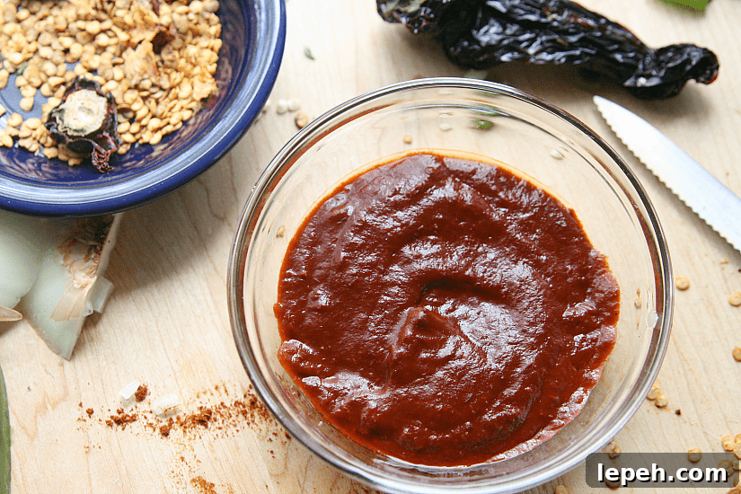 ancho chile paste in a bowl.
