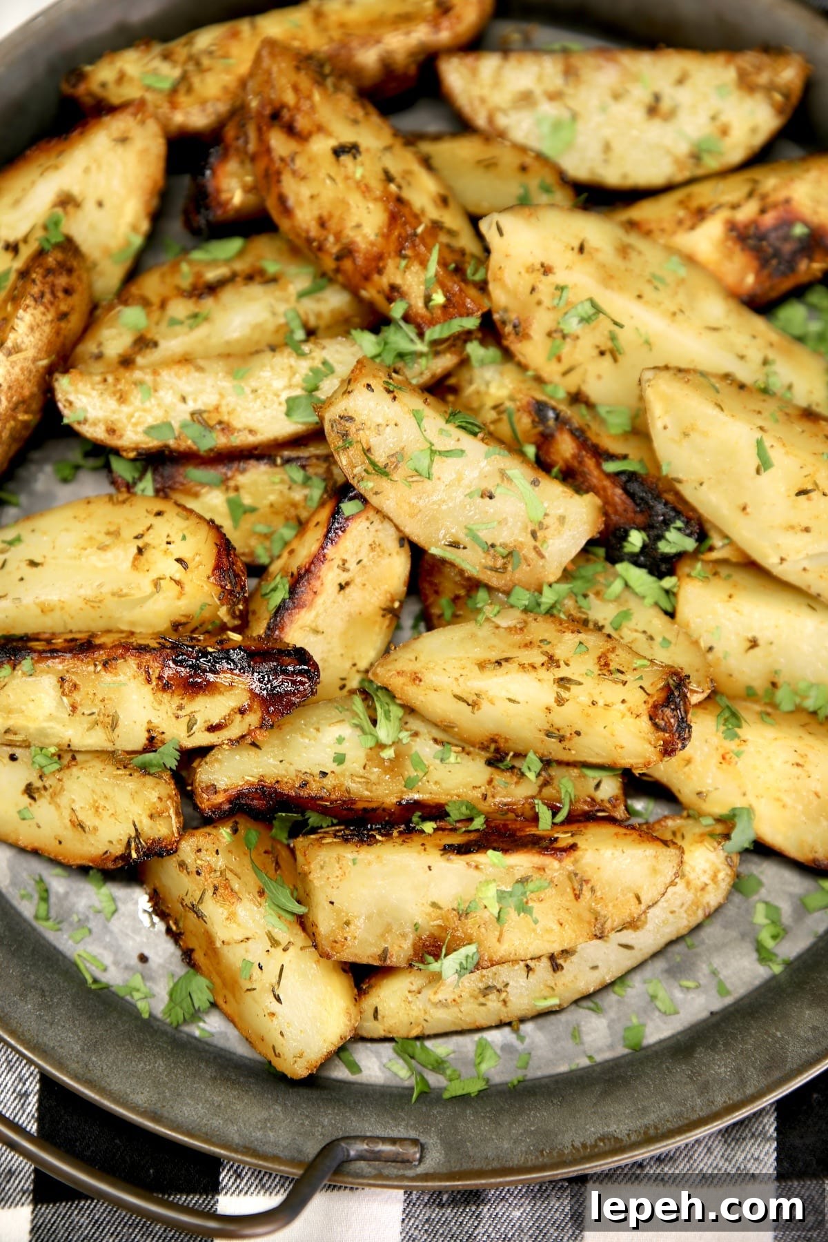 Platter of potato wedges.