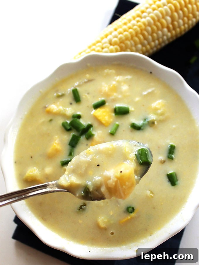 Corn and Zucchini Chowder. The perfect soup to transition from summer to fall.