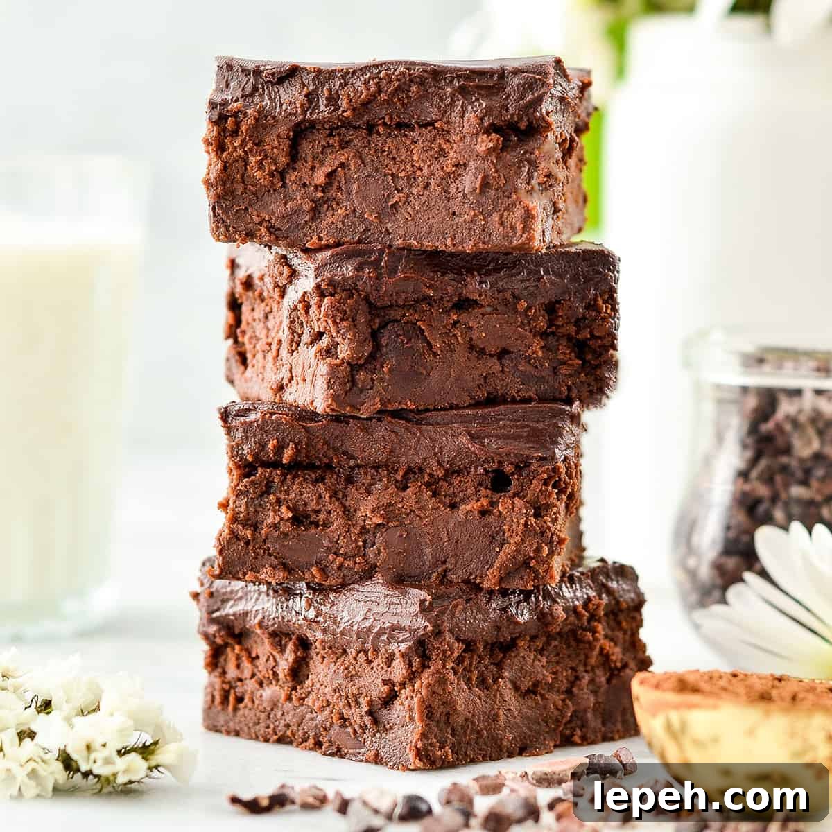 stack of four healthy brownies 