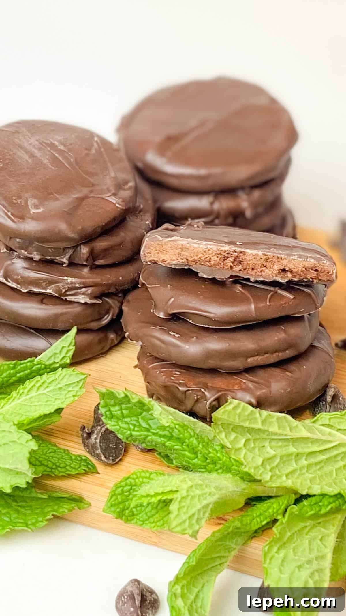 A tall stack of cookies.