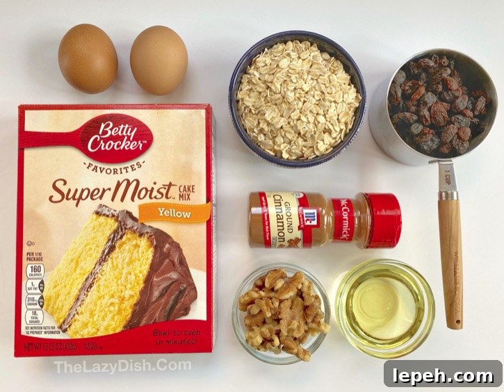Cake Mix Oatmeal Raisin Muffins Ingredients