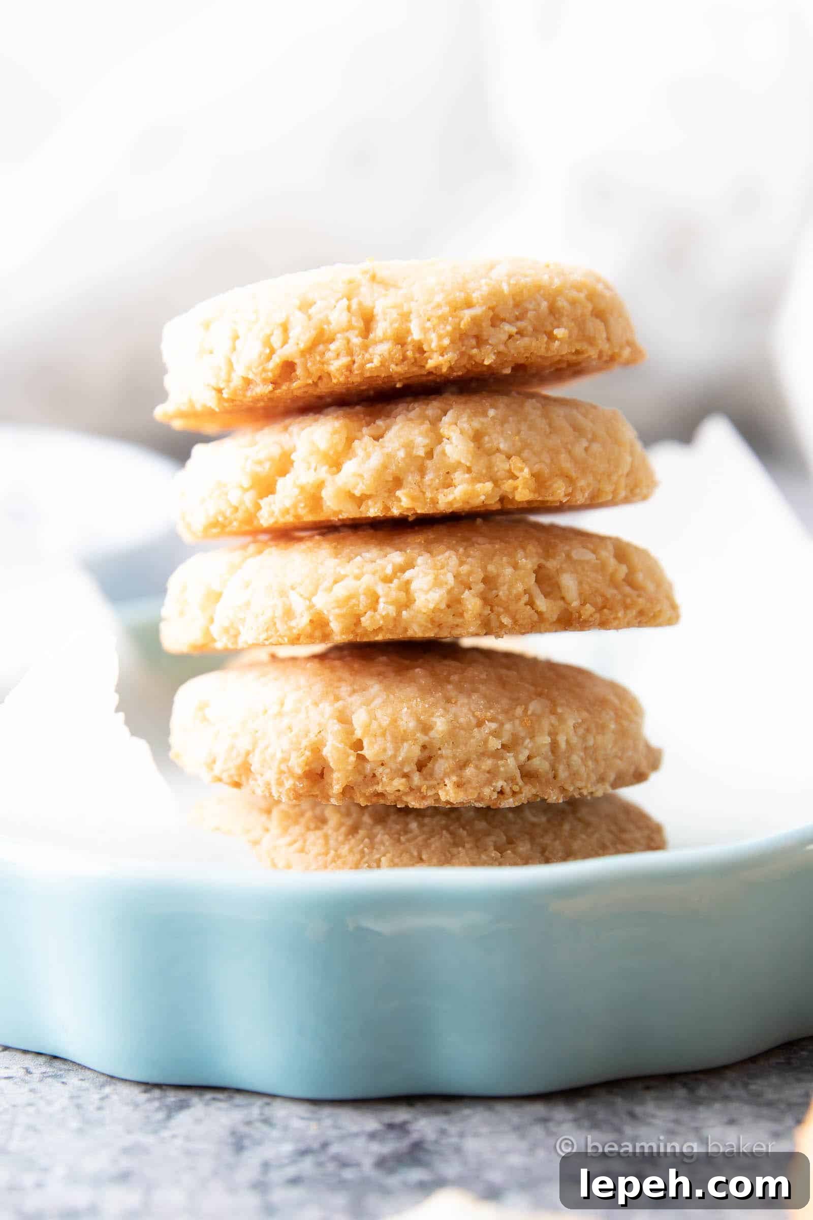 Vegan Coconut Cookies: an easy 4 ingredient recipe for crunchy, crispy vegan cookies packed with three kinds of coconut!