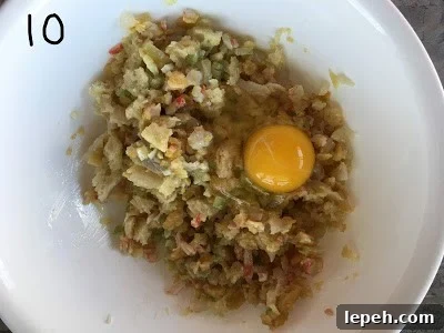 Egg added to the mixture.