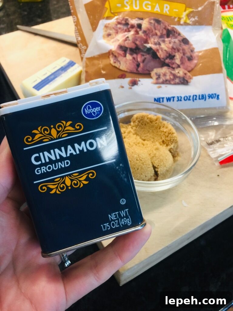 adding cinnamon to the brown sugar mixture