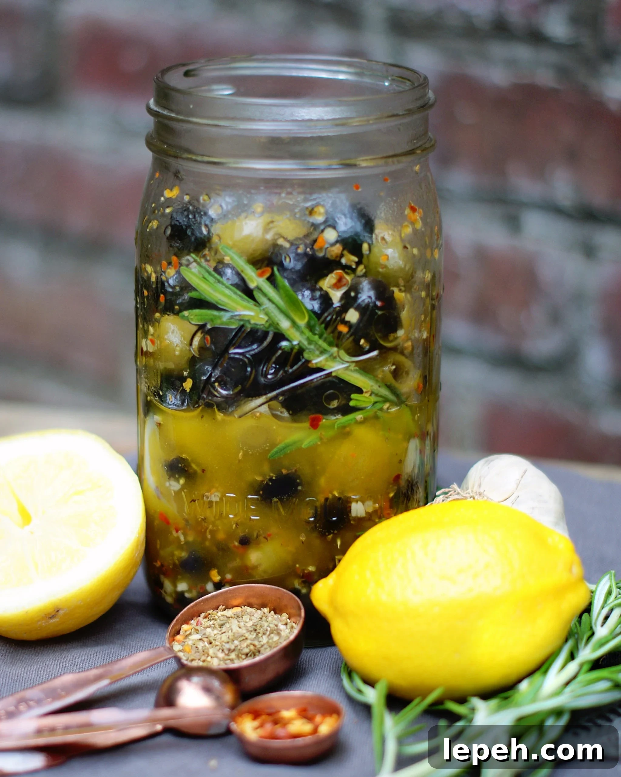Easy Italian Homemade Marinated Olives in a jar