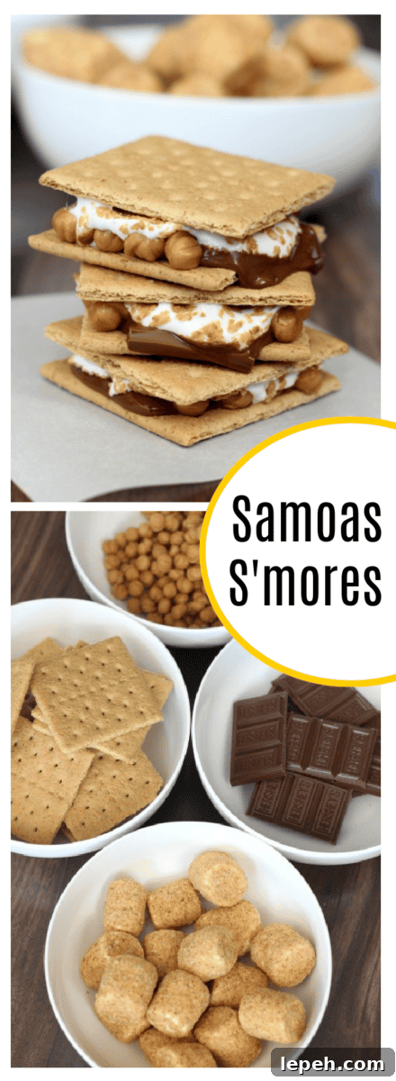 samoas s'mores and bowls of s'mores ingredients