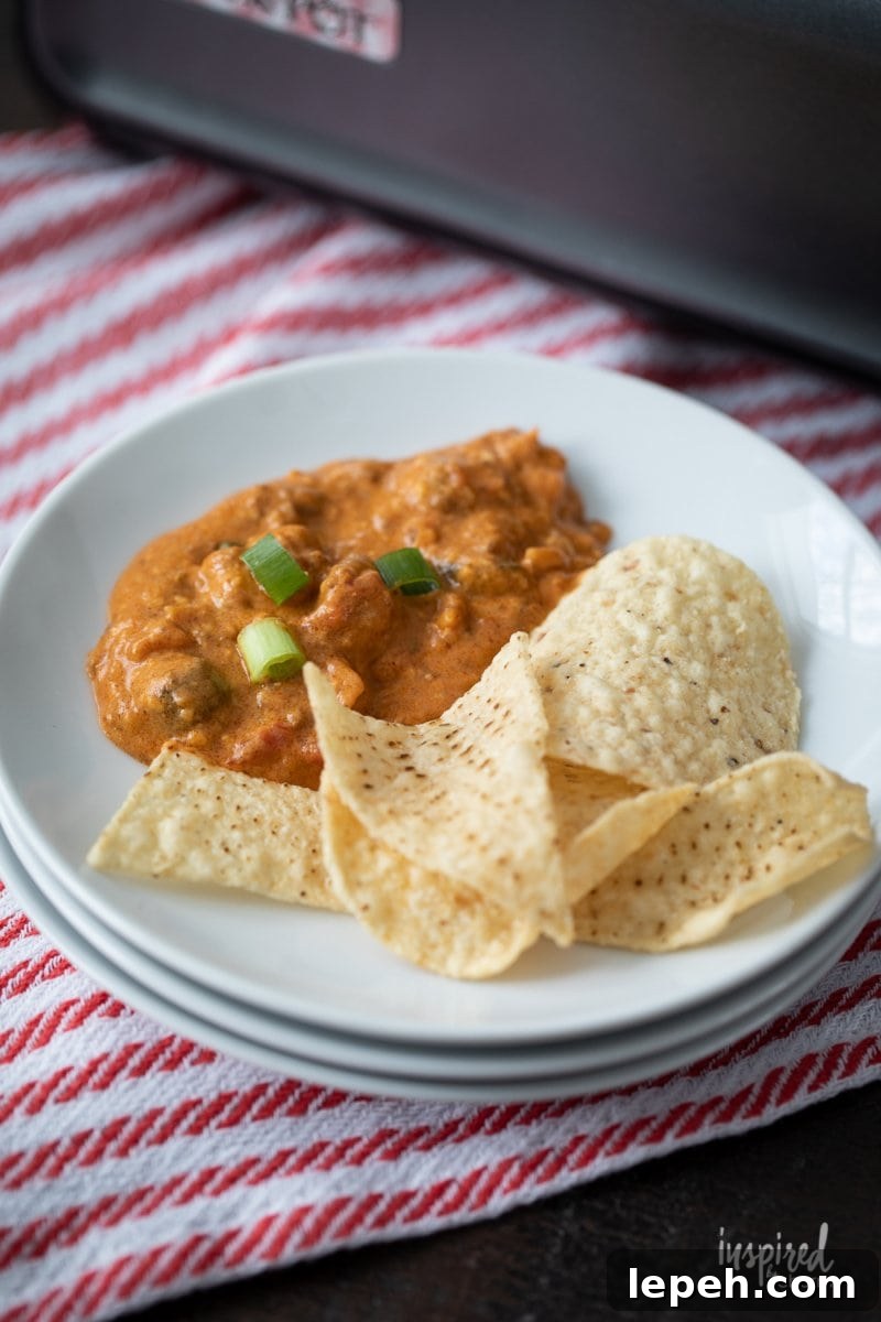 Hot Chili Cheese Dip on a plate
