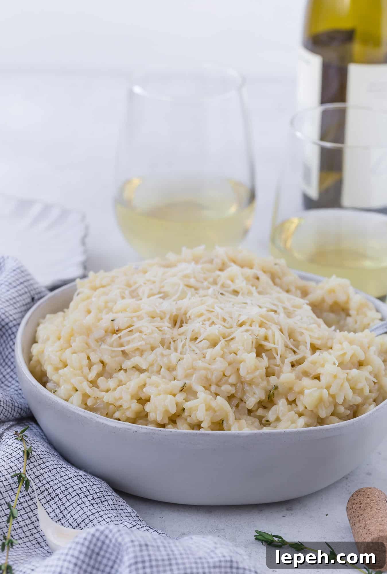 Instant Pot Risotto with cheese melted on top.