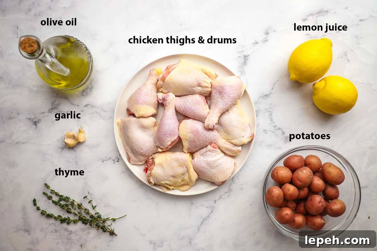 ingredients used to make baked chicken with lemon and thyme