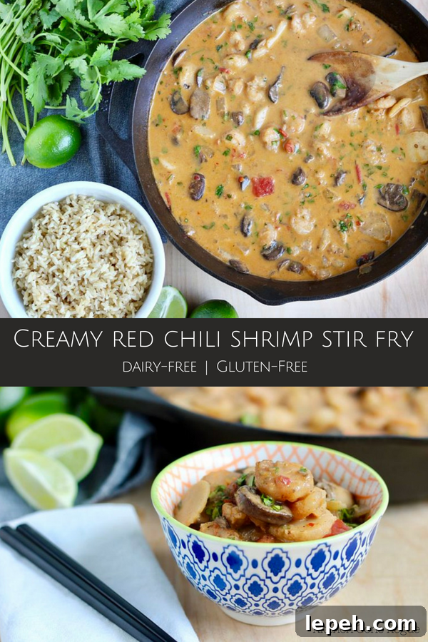 Creamy Red Chili Shrimp Stir Fry dairy free gluten free Kitchen Gone Rogue
