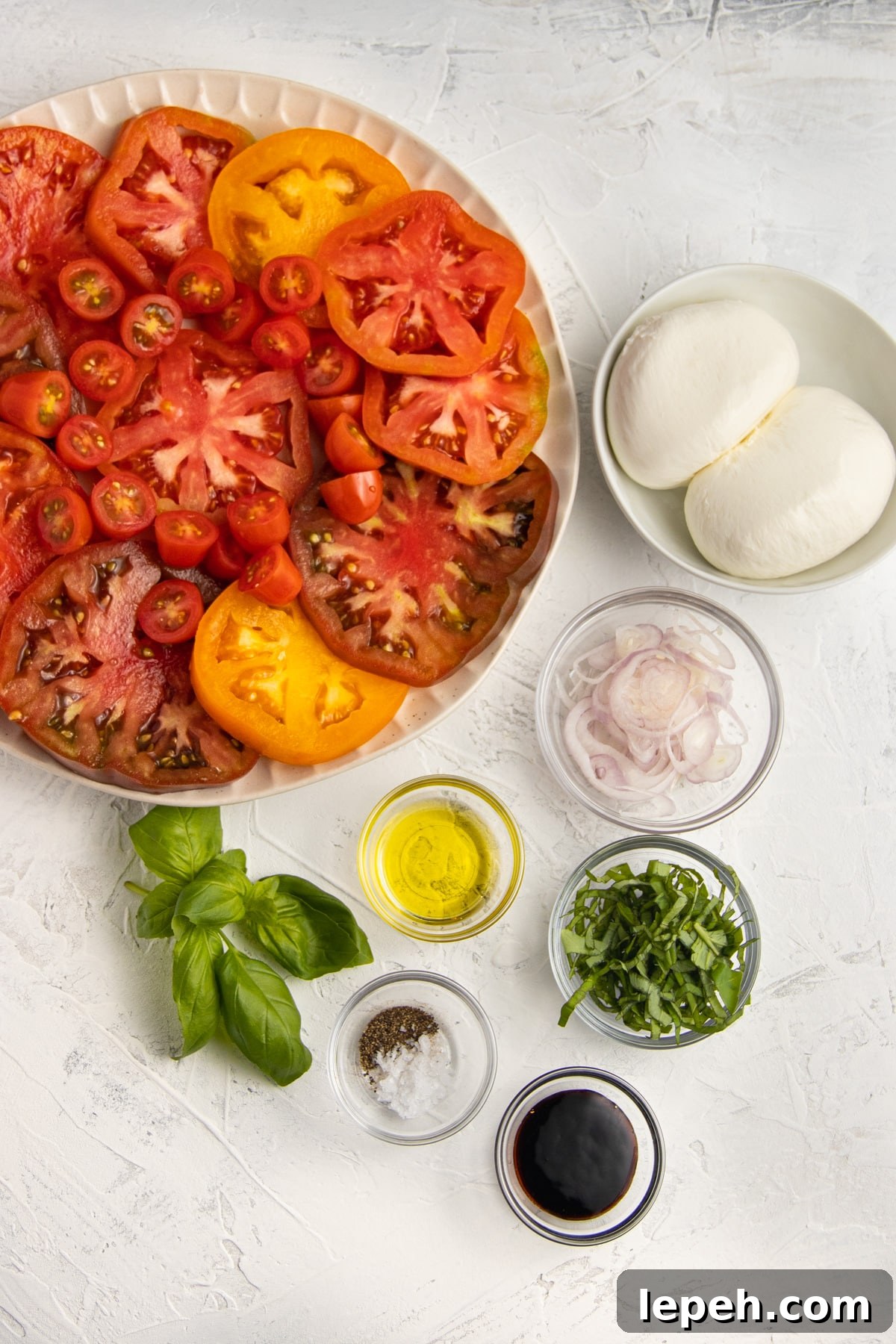 Picture of all individual ingredients to make the salad. 