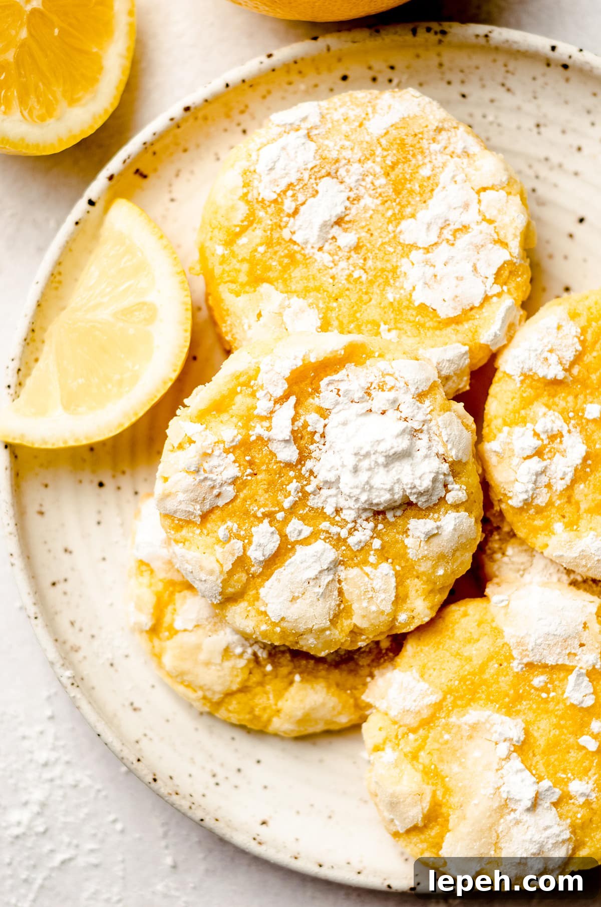 lemon crinkle cookies on a plate