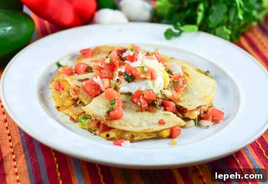 Chicken Fajita Quesadillas with Pico de Gallo Salsa - horizontal