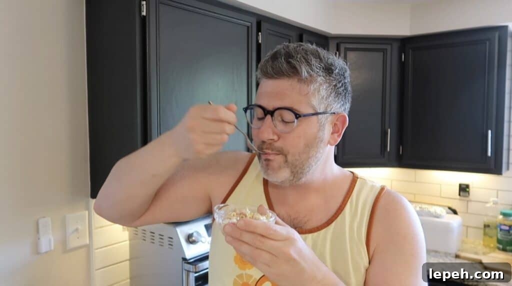 Man trying pasta