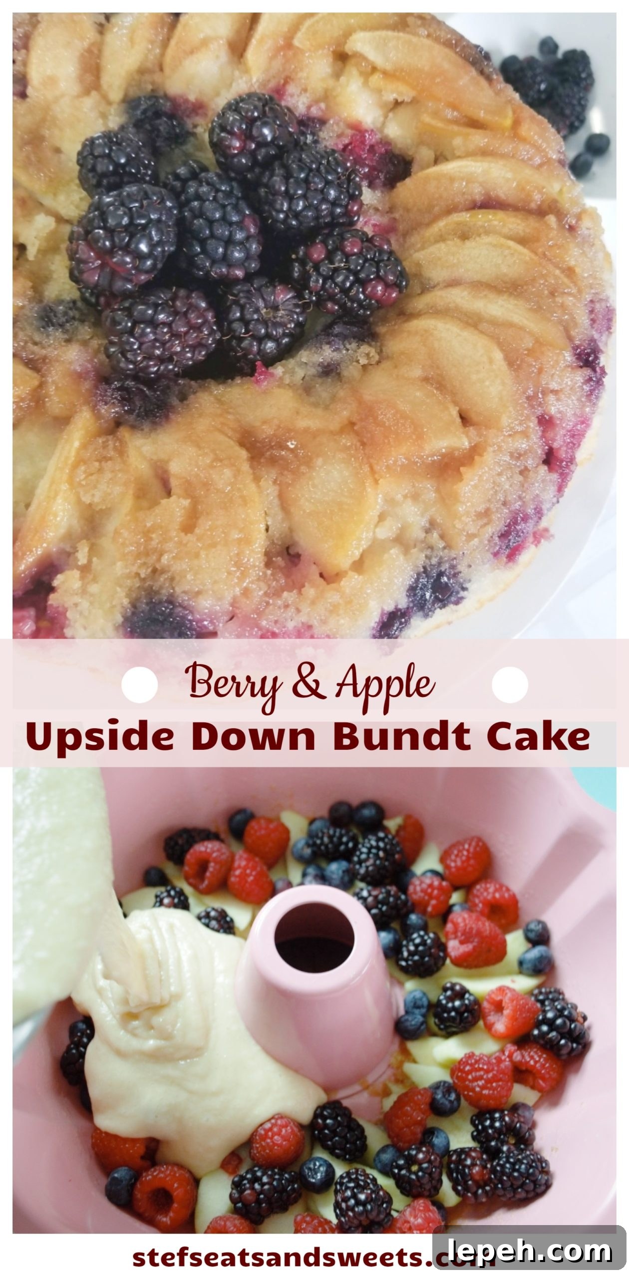 Berry & Apple Upside down bundt cake pinterest collage 