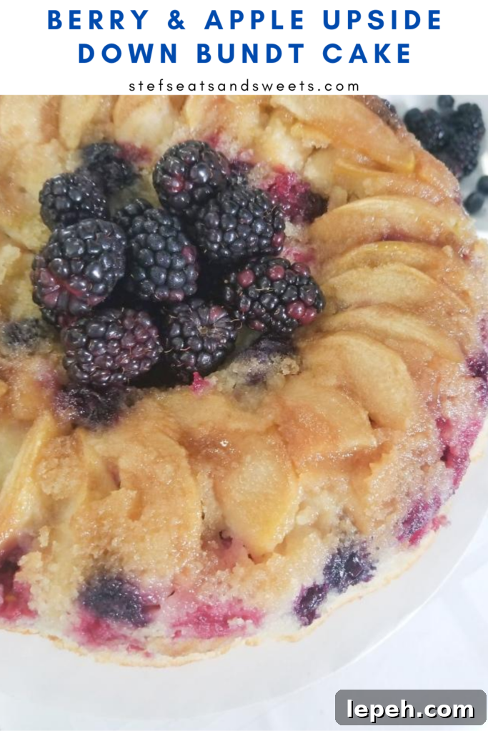 Berry & apple Upside down bundt cake pinterest image w text 