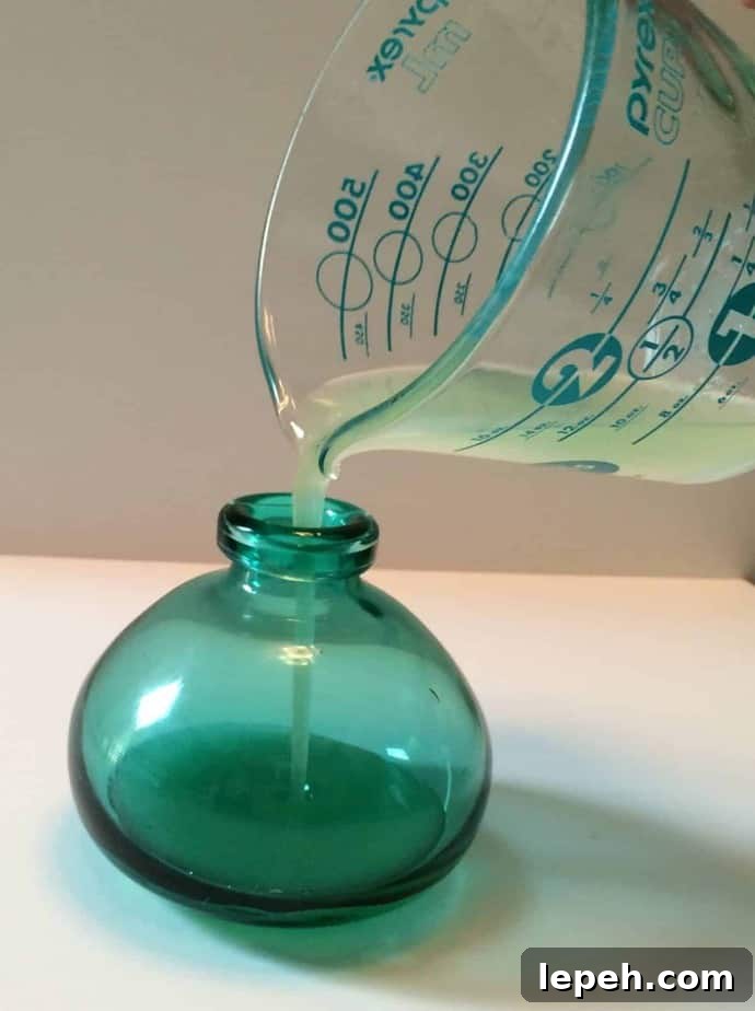 pouring into vase