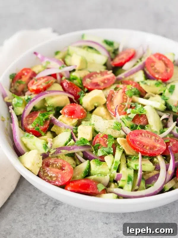 tomato cucumber avocado salad