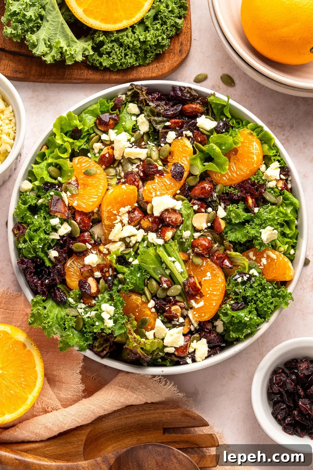 assembling citrus salad