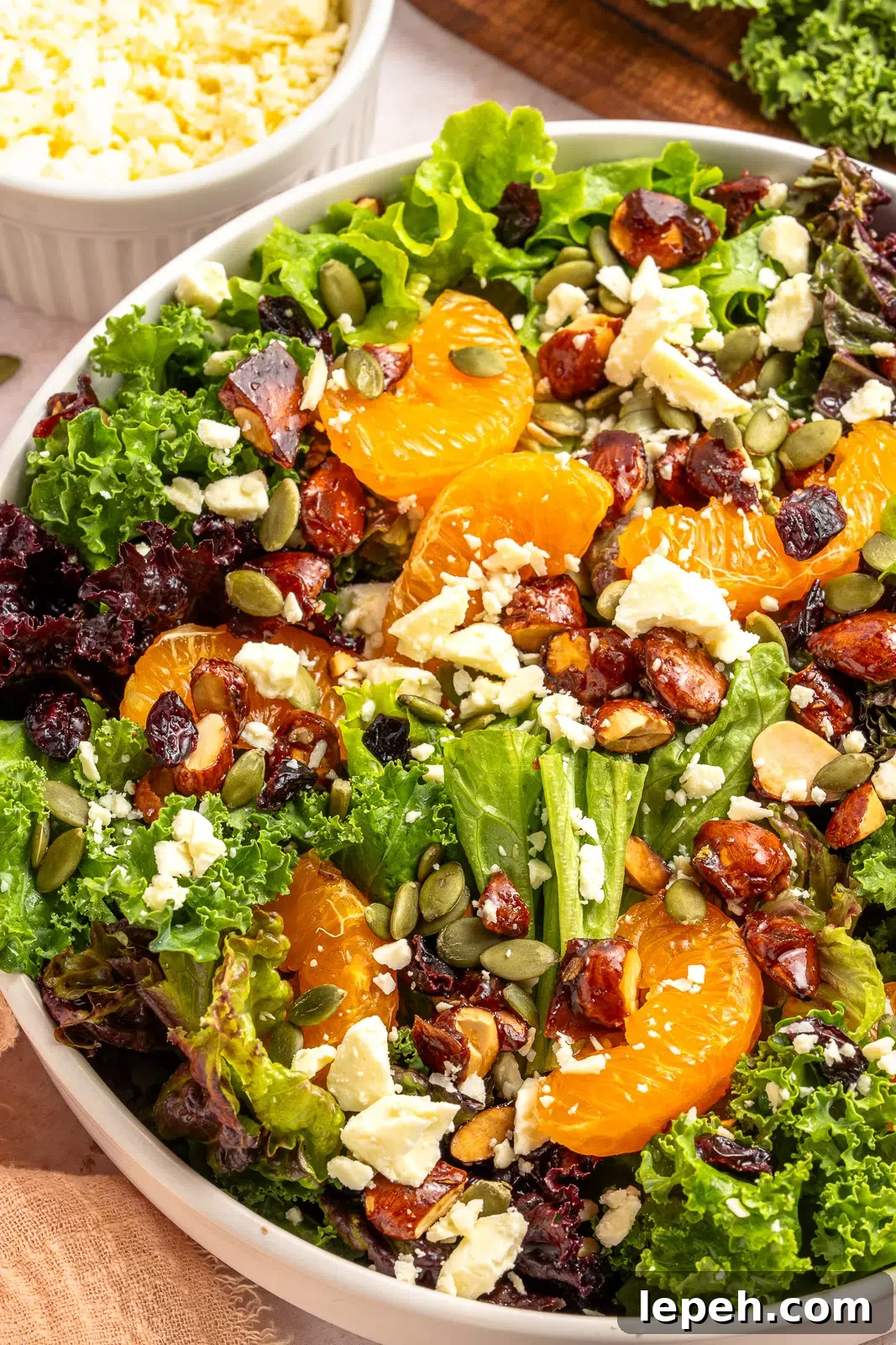 winter citrus salad with red wine vinaigrette in a bowl