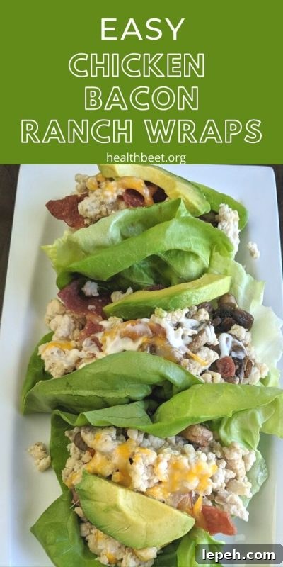 Easy chicken bacon and ranch lettuce wraps