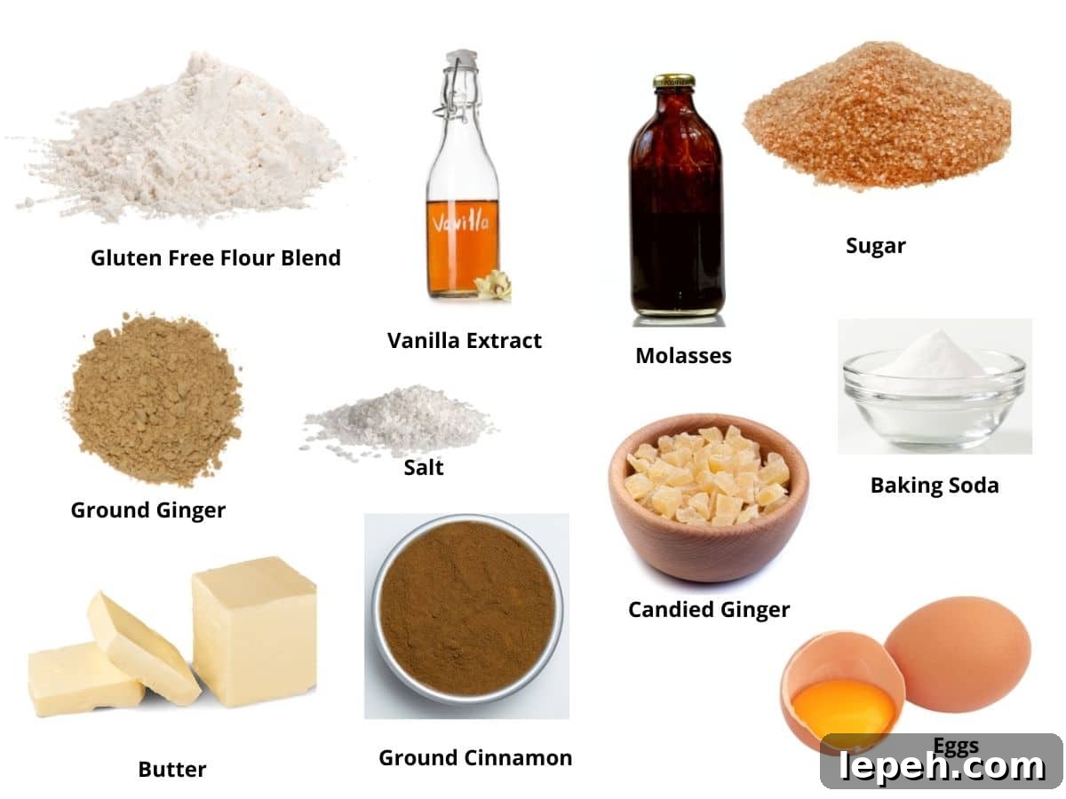 Photos of the ginger cookies ingredients.