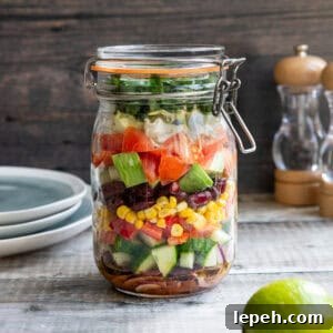 Mexican kilner jar salad
