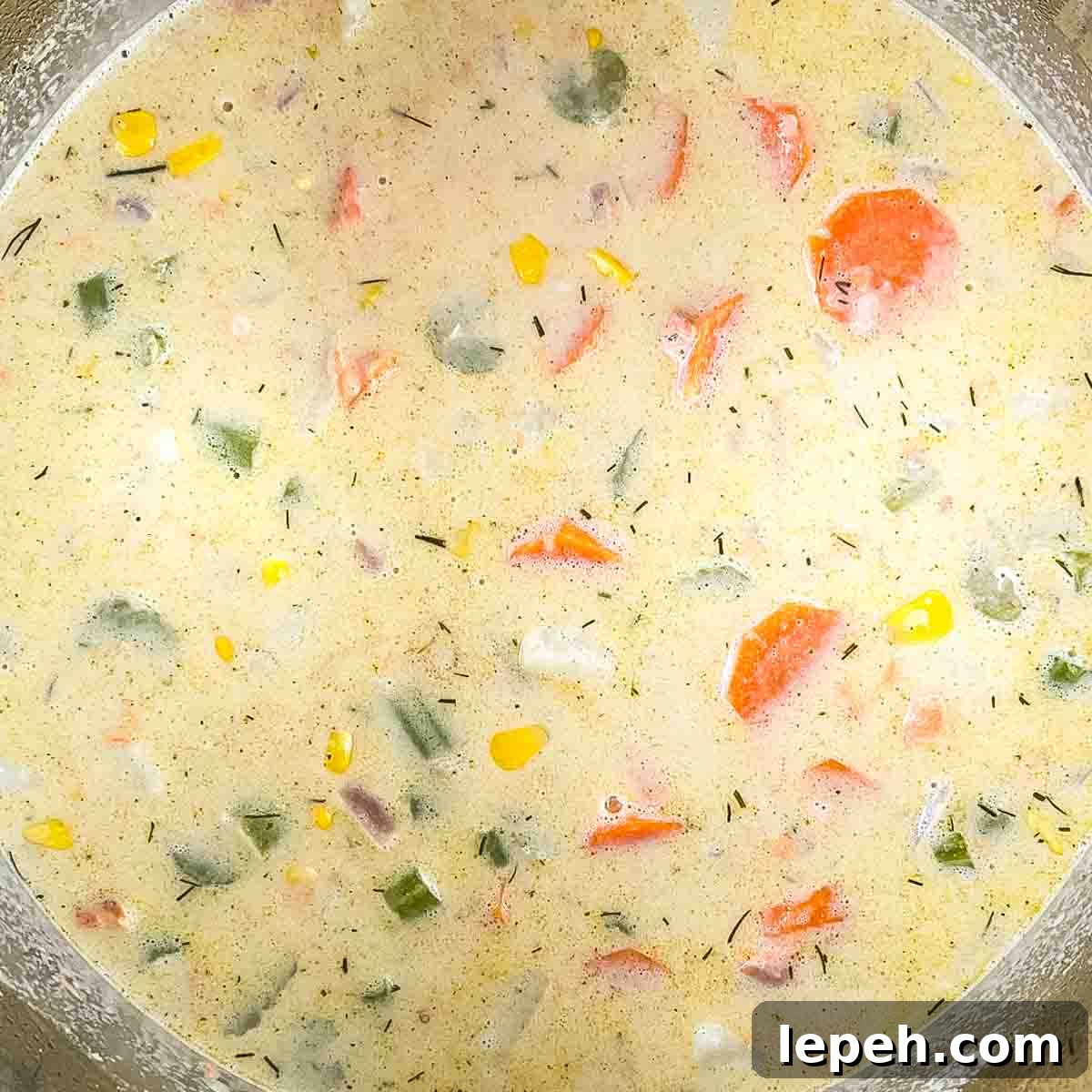 The cornstarch and cream slurry added to the Instant Pot.
