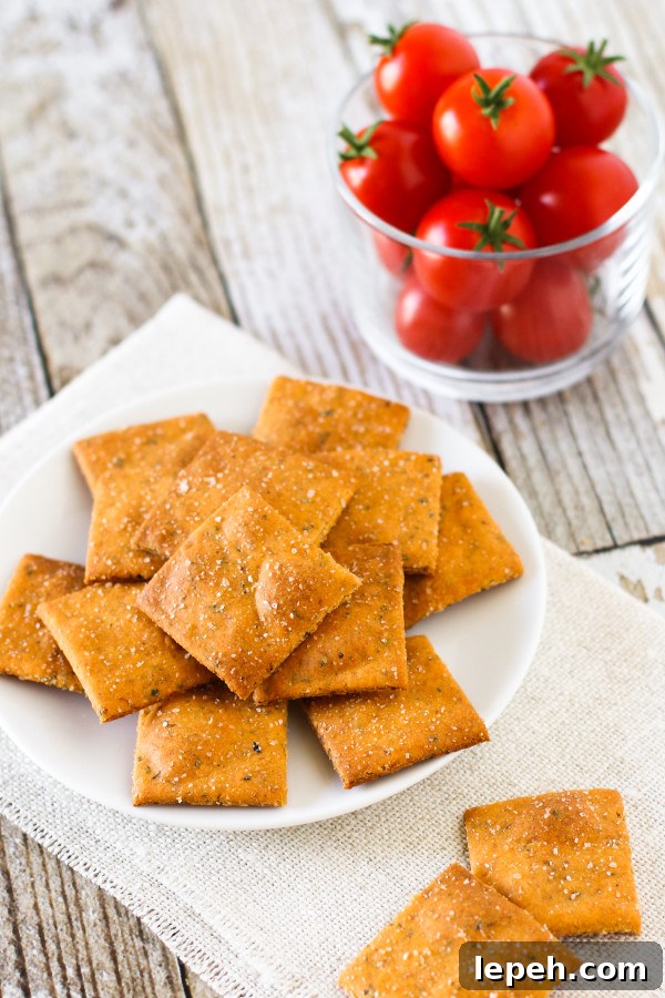 Gluten Free Vegan Pizza Crackers. A crispy, baked cracker that has all the herbs and flavors of a slice of pizza!