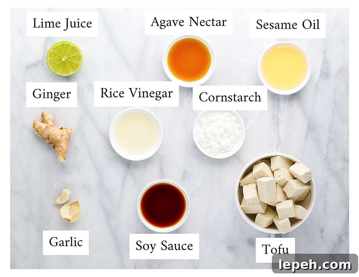 Labeled ingredients for sesame tofu