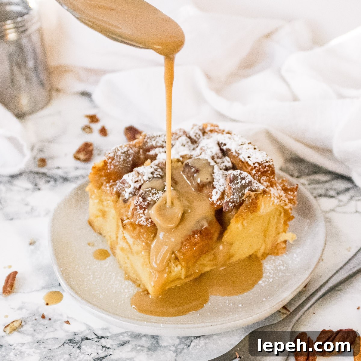 eggnog bread pudding with rum sauce
