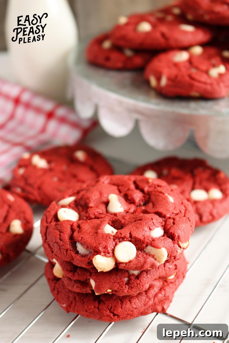 Easy 4 Ingredient Red Velvet Cake Mix Cookies perfect to make for Valentines Day!