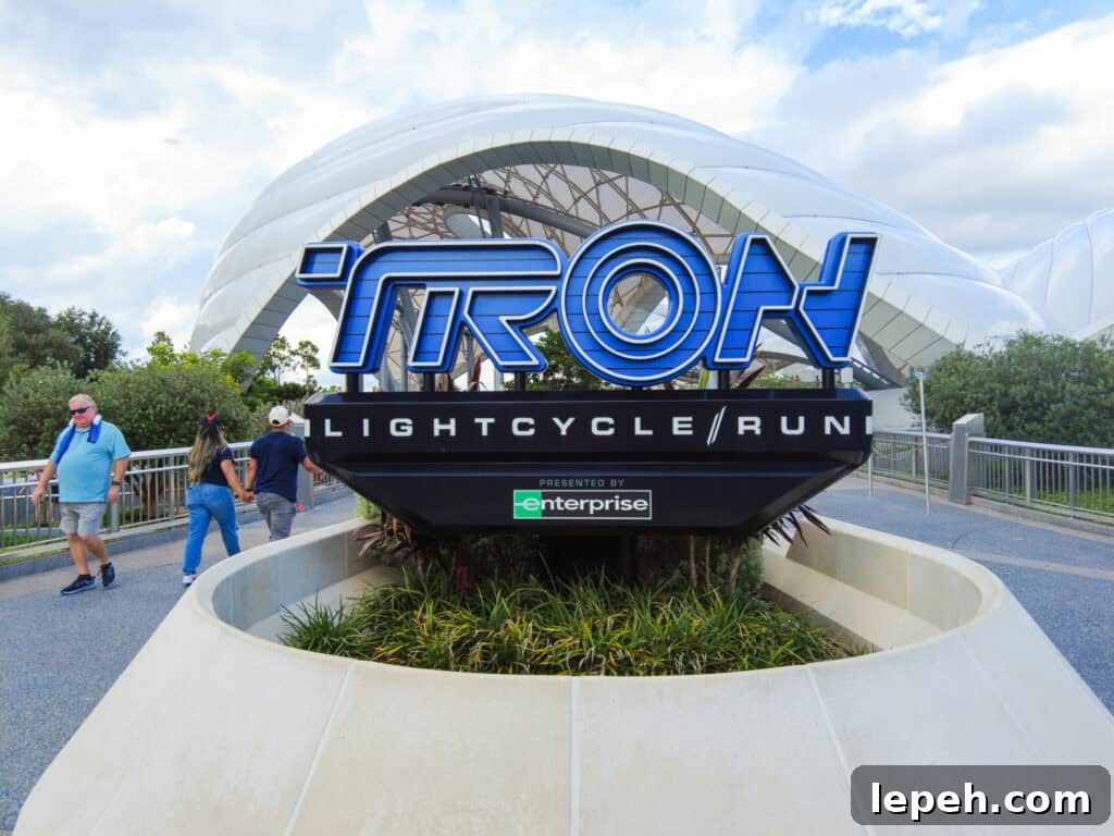 Entrance sign for Tron.