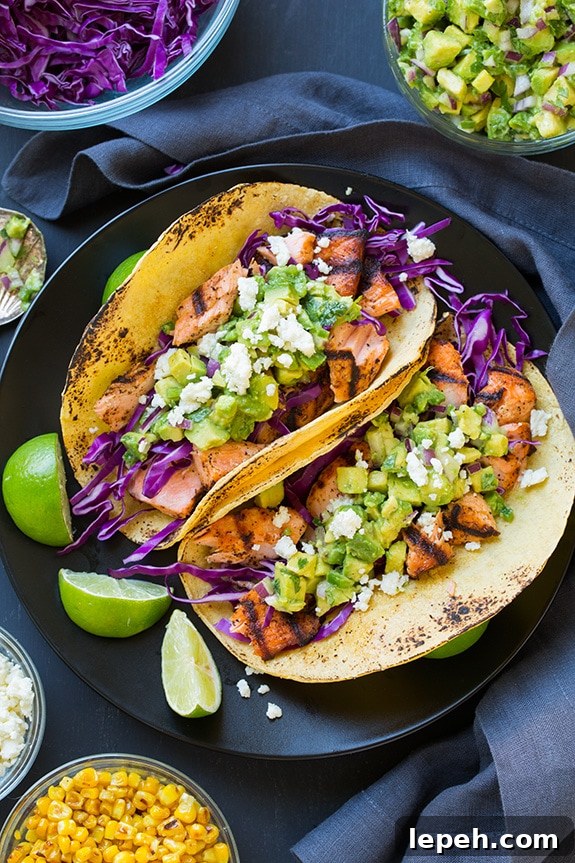 Grilled salmon tacos