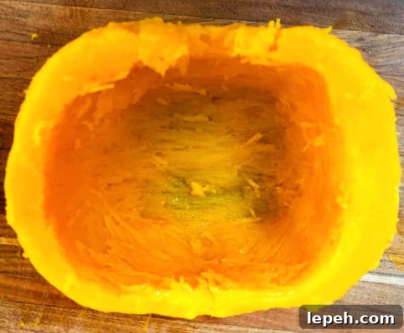 cooked pumpkin with seeds removed