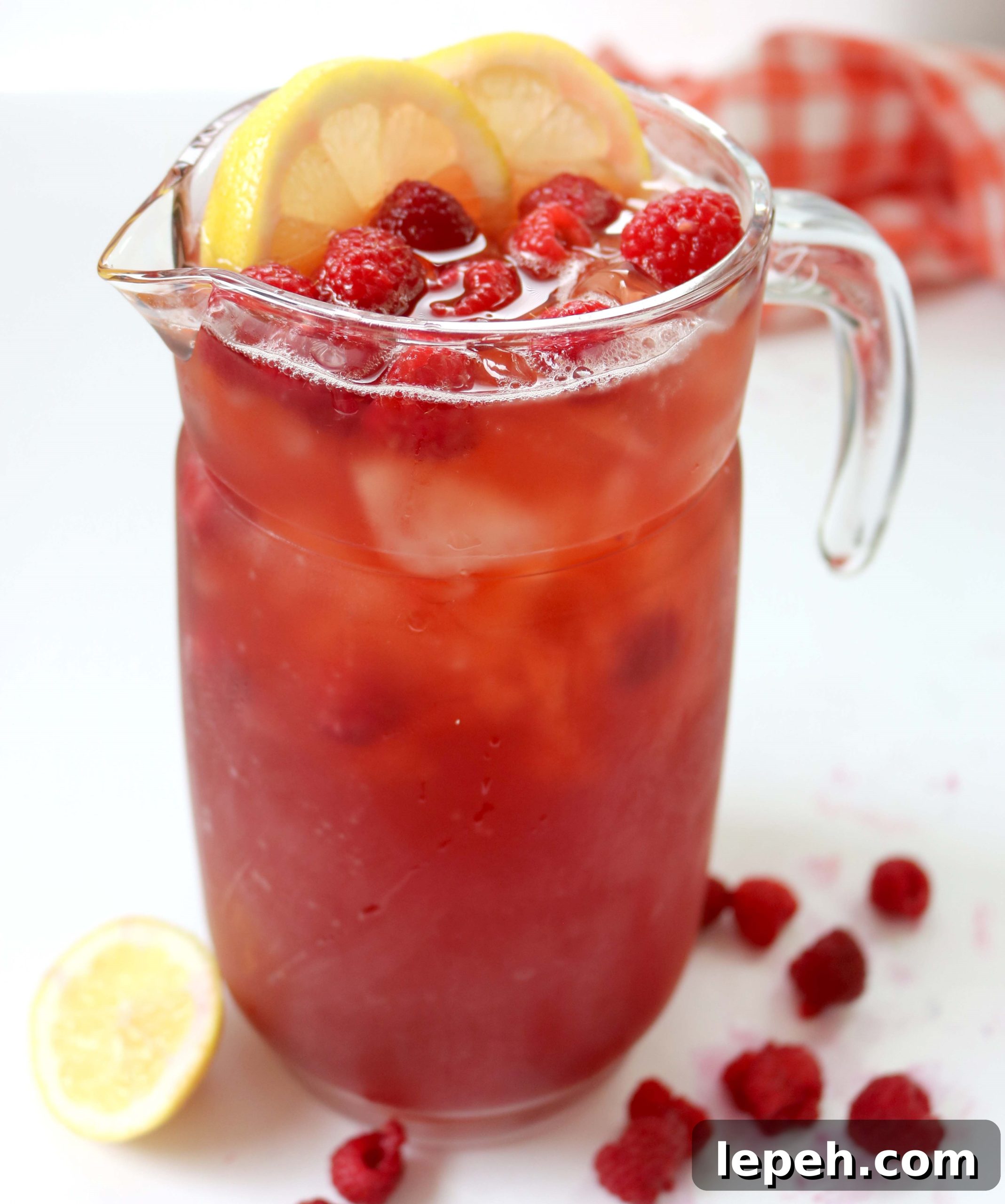 Pitcher of raspberry sweet tea