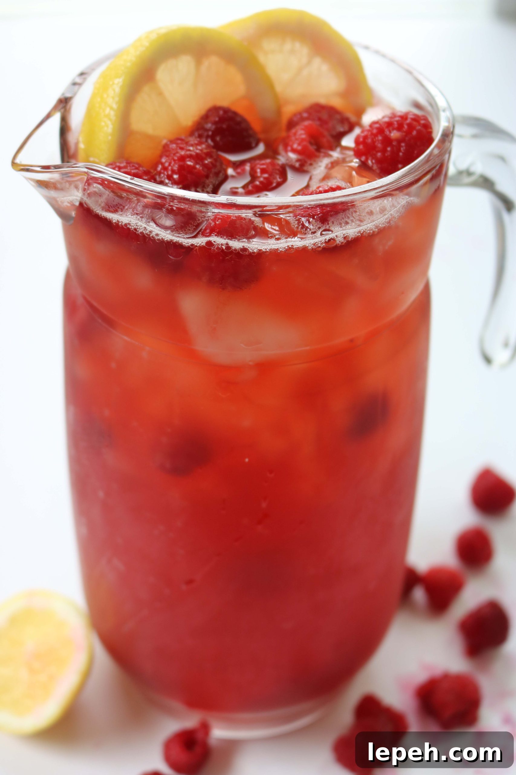 Glass of iced raspberry sweet tea