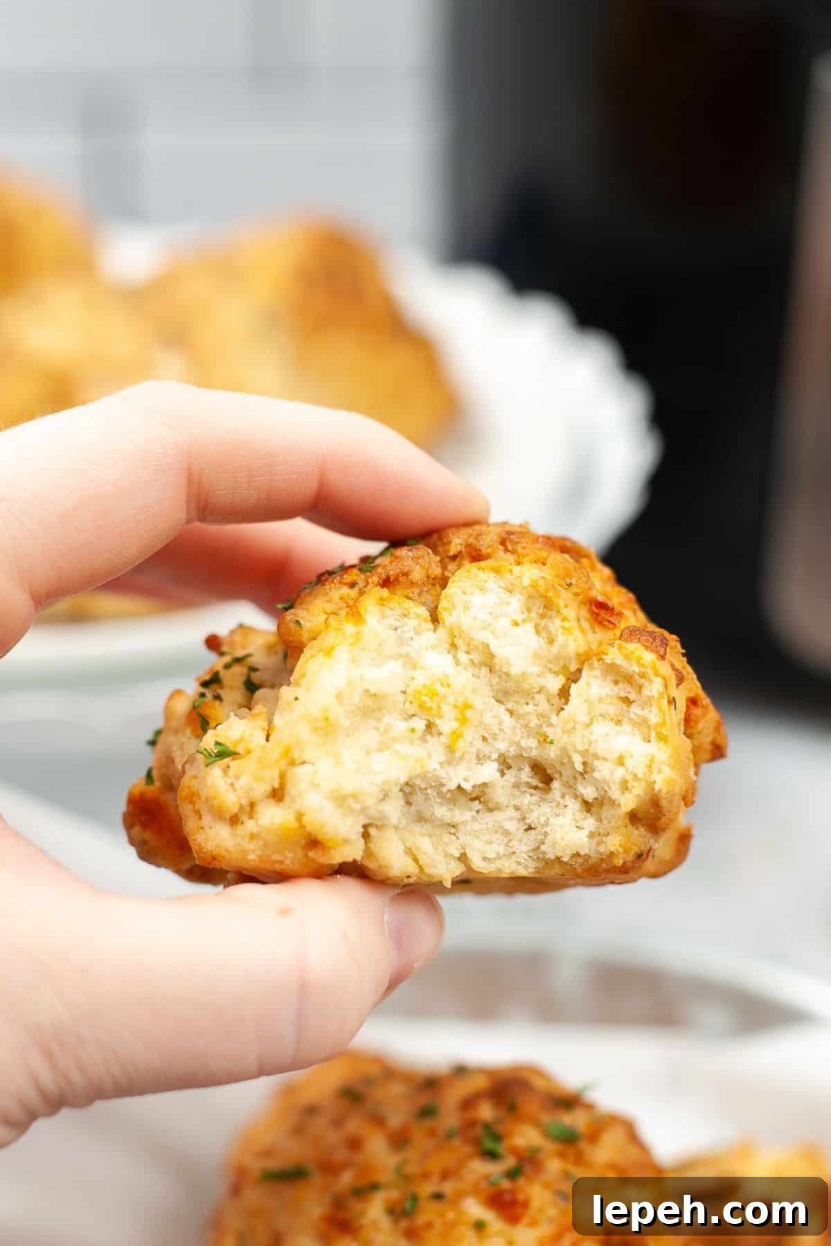 A hand holding a roll.