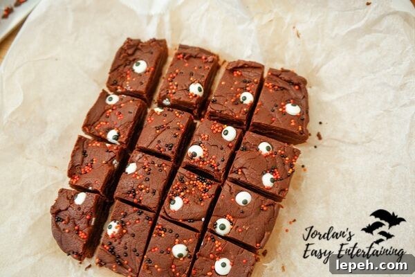preparing dark chocolate fudge as a Halloween sweet treat recipe for a fun Halloween party