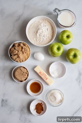 Ingredients to make apple pie muffins.