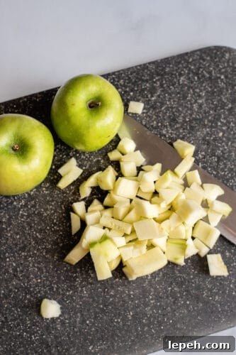 Peeled and chopped apples