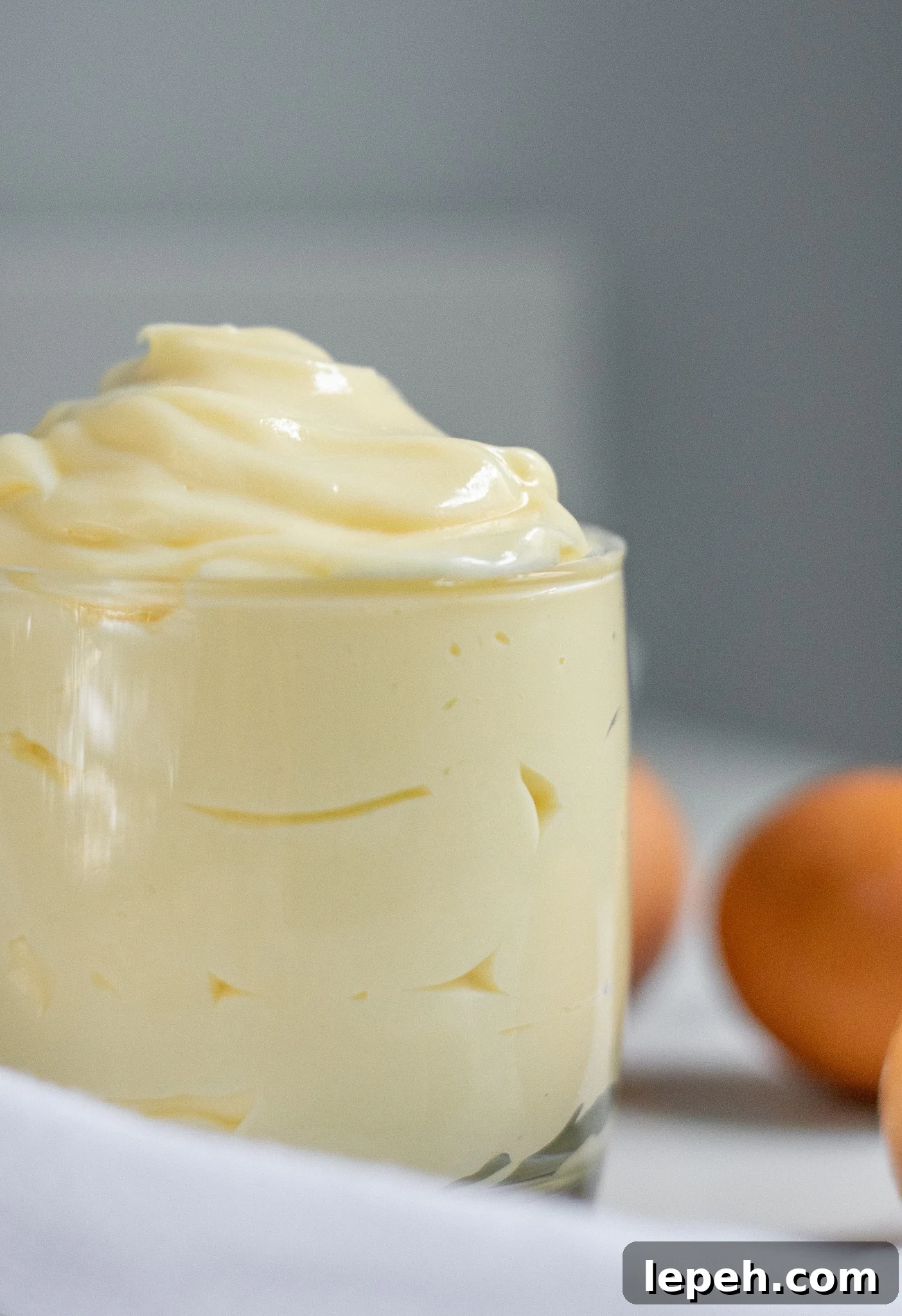 Pastry cream in a glass.